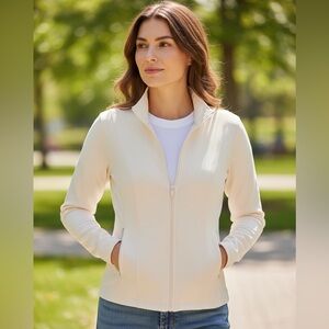CALIA Womens Inspire Full Zip Jacket Ivory Large